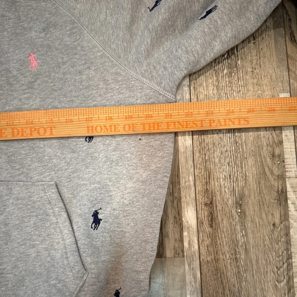 Pink Pony by Ralph‎ Lauren All Over Logo Hoodie Sweatshirt Gray Girls Size Large